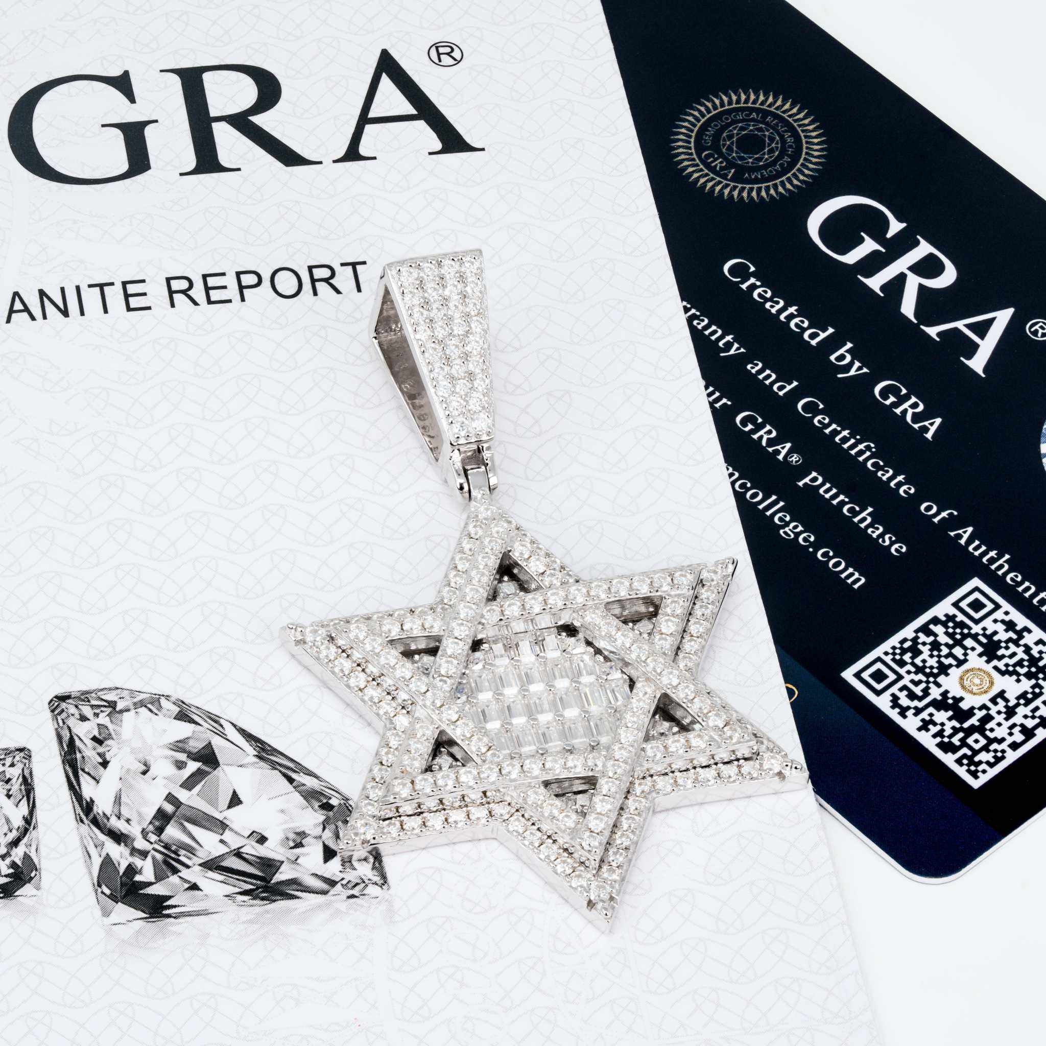 Moissanite Star Of David Pendant Solid 925 Sterling Silver