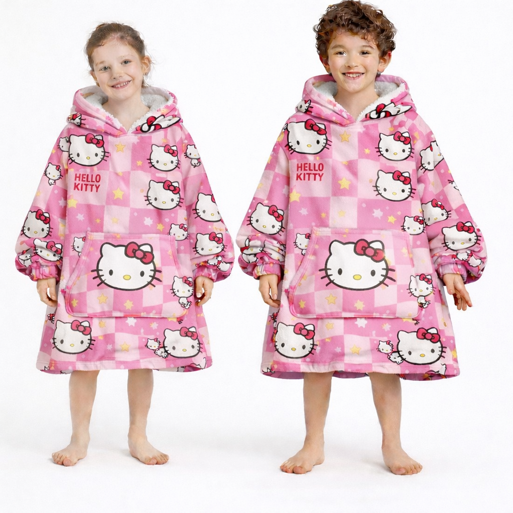 Hello Kitty Wearable Blanket Hoodie – Cozy Sherpa for Kids & Adults