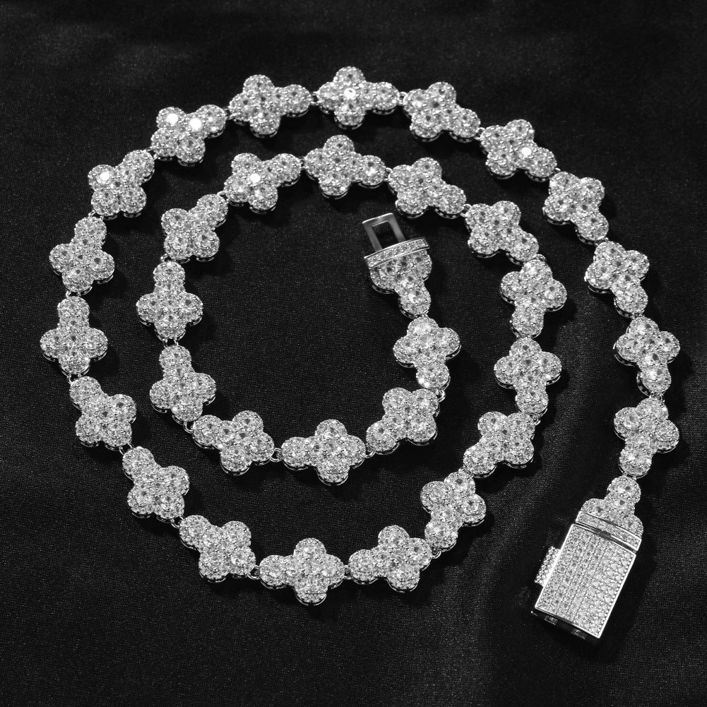 Diamond Cross Necklace – Moissanite Chain, Elegant Jewelry for Men & Women