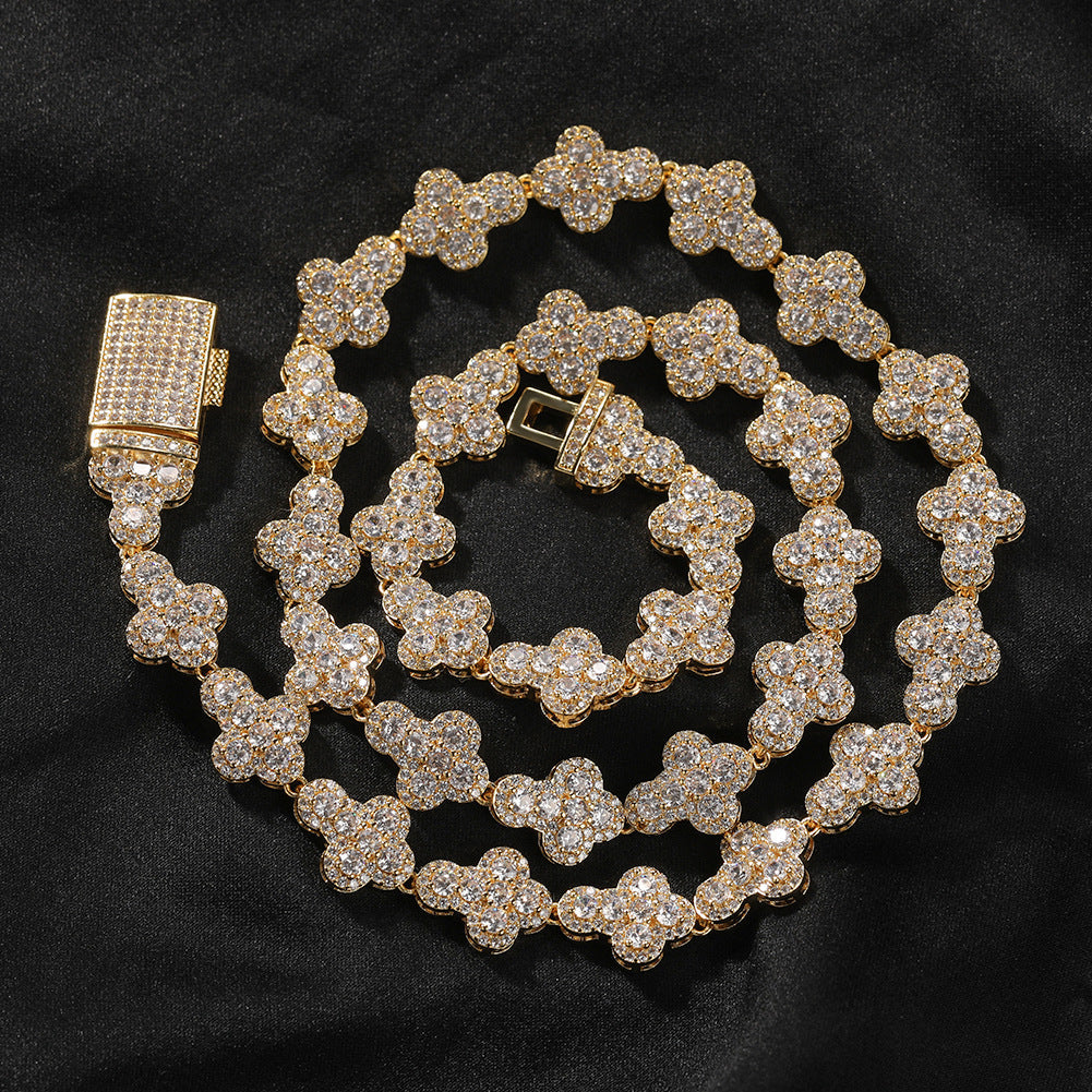 Diamond Cross Necklace – Moissanite Chain, Elegant Jewelry for Men & Women