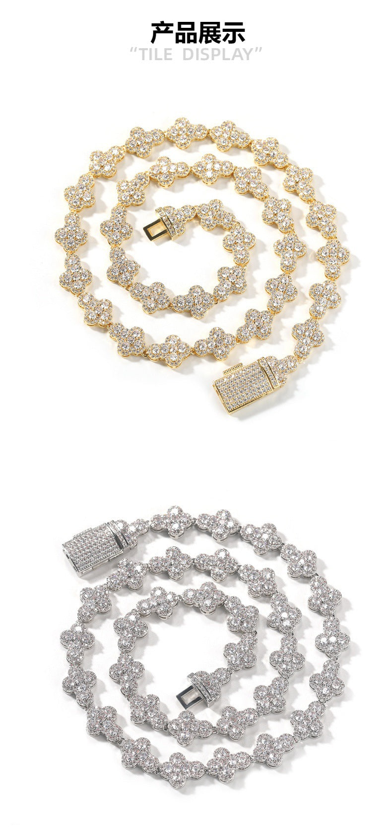 Diamond Cross Necklace – Moissanite Chain, Elegant Jewelry for Men & Women