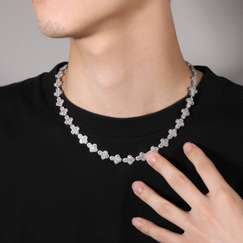 Diamond Cross Necklace – Moissanite Chain, Elegant Jewelry for Men & Women