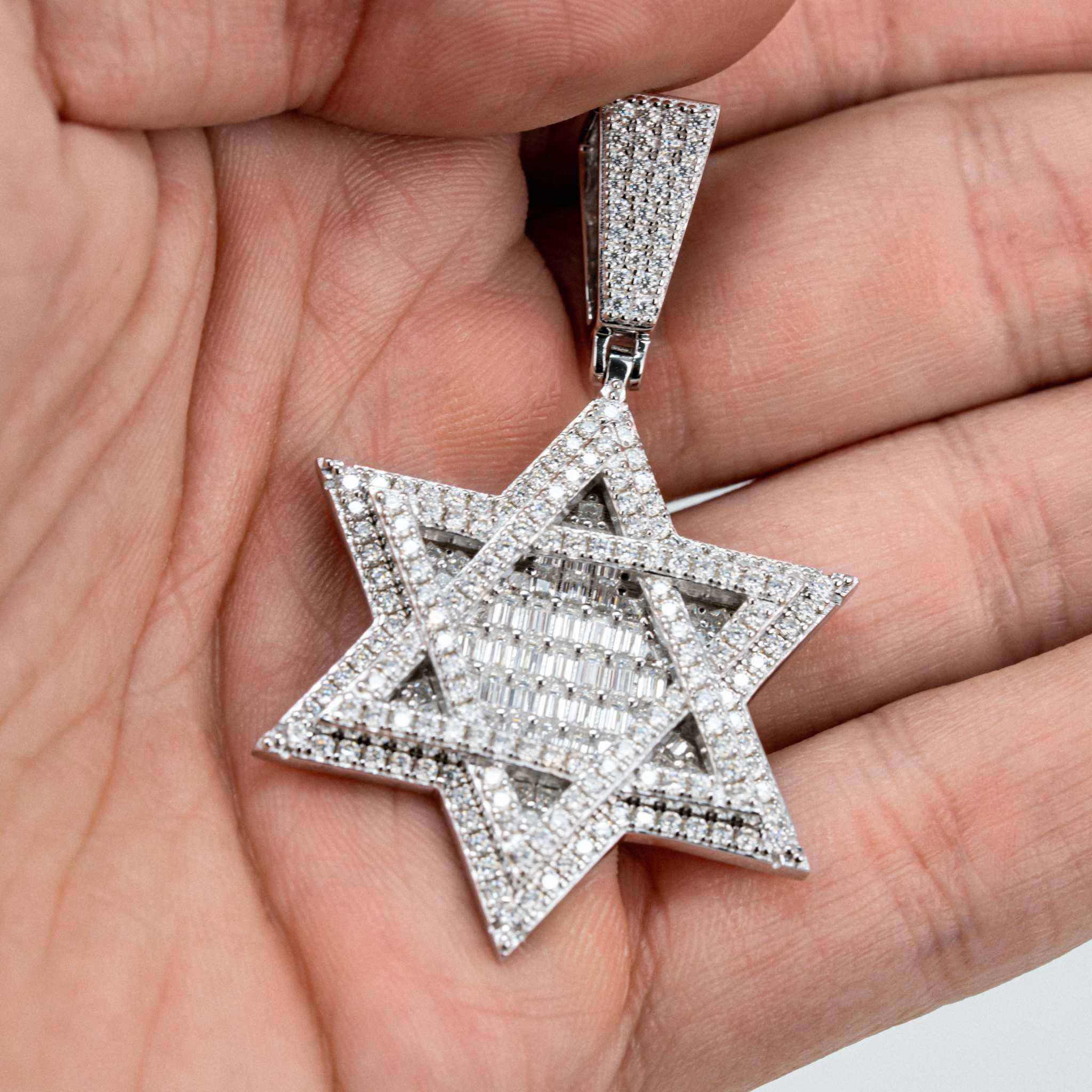 Moissanite Star Of David Pendant Solid 925 Sterling Silver
