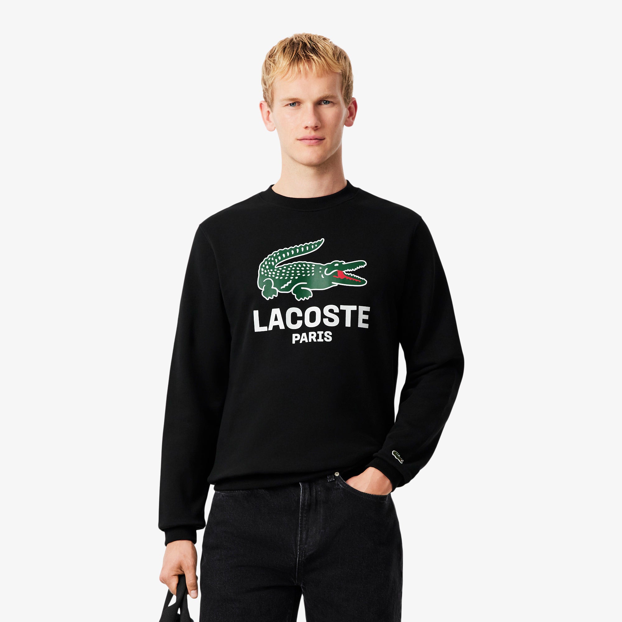 Lacoste Printed Crewneck Sweatshirt - Black