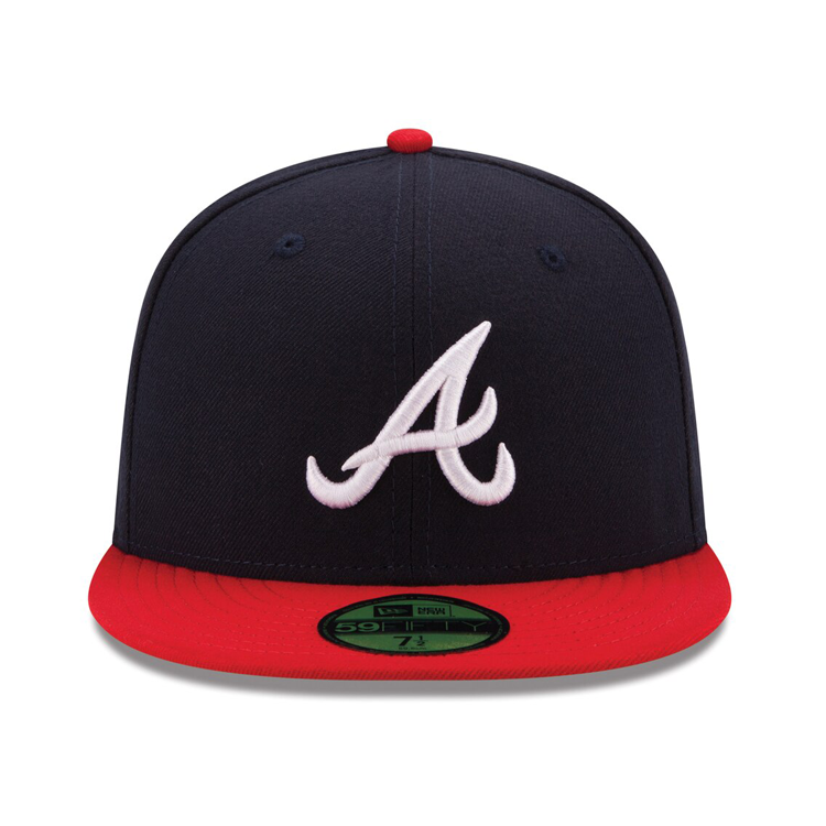 NEW ERA 59FIFTY AUTHENTIC COLLECTION ATLANTA BRAVES ON-FIELD HOME HAT - NAVY, RED ALT 70361069