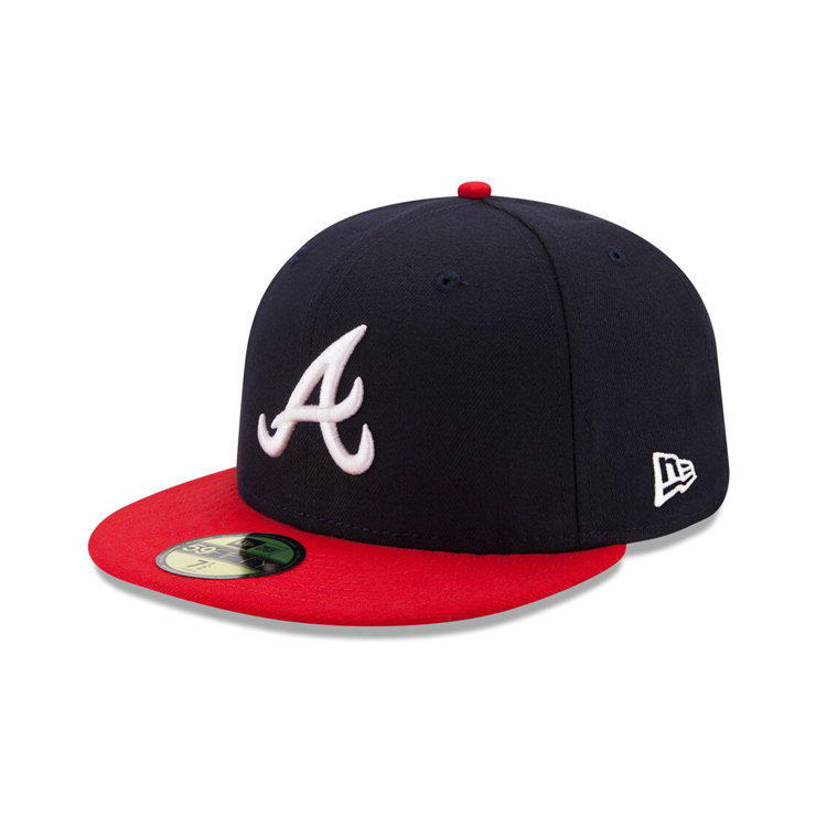 NEW ERA 59FIFTY AUTHENTIC COLLECTION ATLANTA BRAVES ON-FIELD HOME HAT - NAVY, RED ALT 70361069