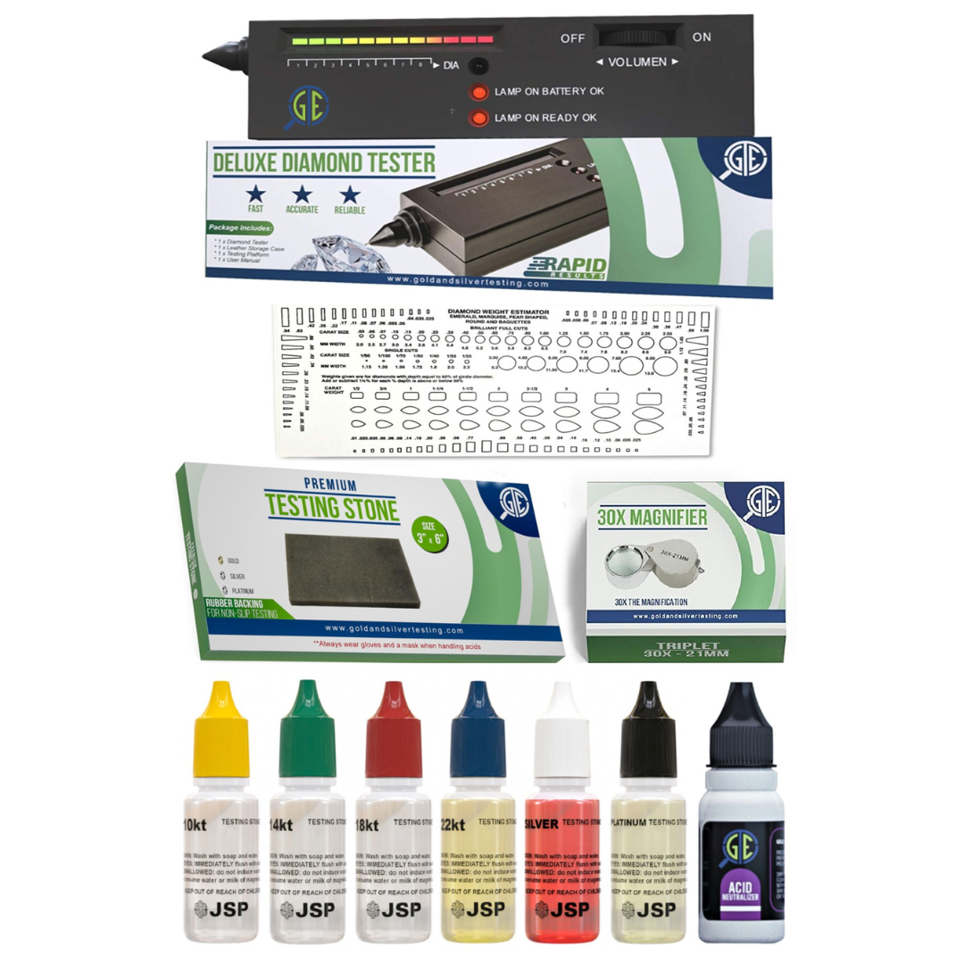 Gold, Silver, Platinum & Diamond Testing Kit JSP Acid & Digital Tester for Diamonds Moissanites and Gemtstones